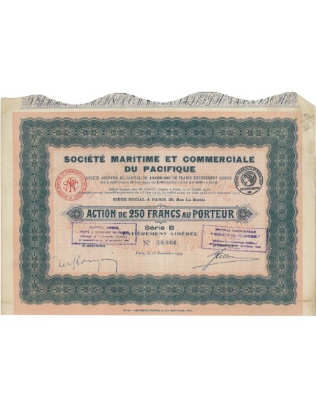 SOC. MARITINE ET COMM. DU PACIFIQUE - 1 AZIONE - 1919