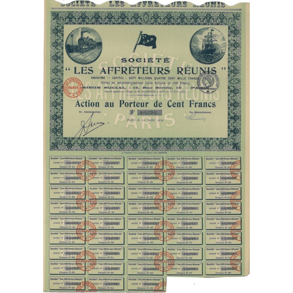 SOCIETE' LES AFFRETEURS REUNIS - 1 AZIONE - 1919