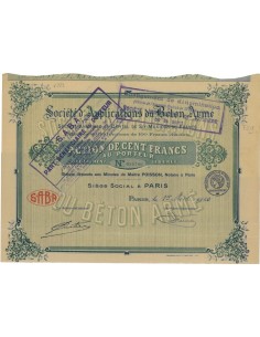 SOC. D'APPLICATIONS DU BETON ARME' - 1 AZIONE - 1920