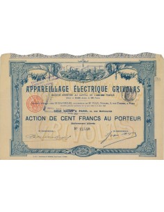 APPAREILLAGE ELECTRIQUE GRIVOLAS - 1 AZIONE - 1908