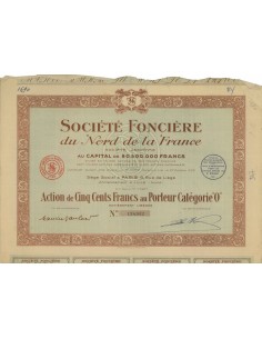 SOC. FONCIERE DU NORD DE LA FRANCE - 1 AZIONE - 1930