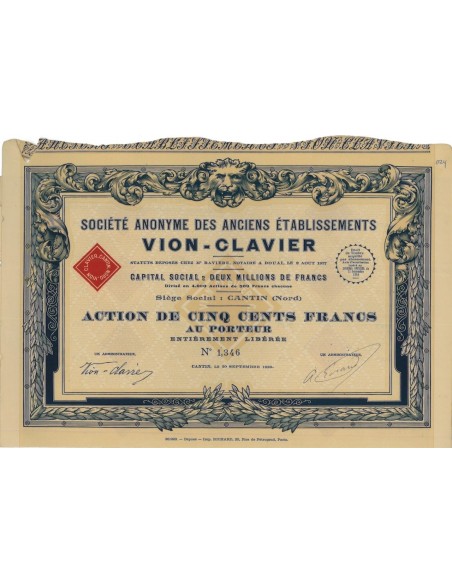 SOC. ANON. DES ANCIENS ETABLISSEMENTS VION-CLAVIER - 1 AZIONE