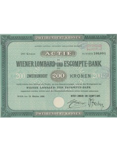 WIENER LOMBARD UND ESCOMPTE BANK - 1 AZIONE VIENNA 1920