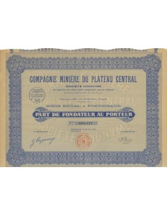 COMPAGNIE MINIERE DU PLATEAU CENTRAL - 1 AZIONE 1926