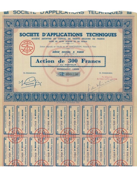 SOCIETE D'APPLICATIONS TECHNIQUES - 1 AZIONE