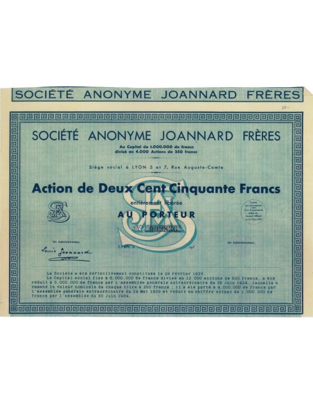 SOC. ANON. JOANNARD FRERES - 1 AZIONE - 1935