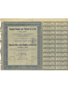 COMP. FRANCAISE POUR L'INDUSTRIE DE LA PERLE - 1 OBBLIGAZ. 1905