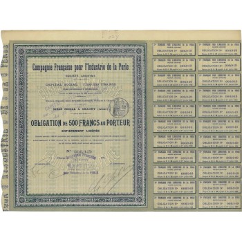 COMP. FRANCAISE POUR L'INDUSTRIE DE LA PERLE - 1 OBBLIGAZ. 1905