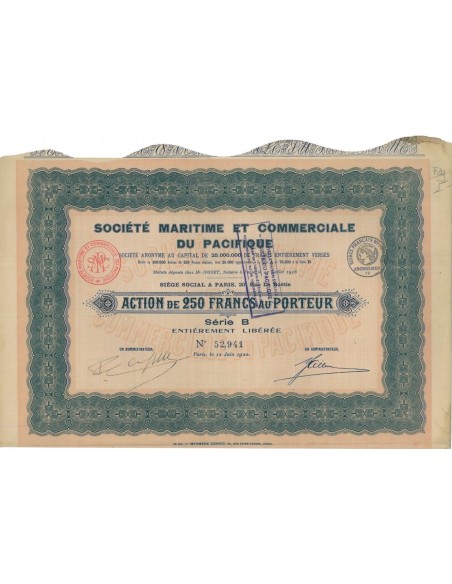SOC. MARITIME ET COMMERCIALE DU PACIFIQUE - 1 AZIONE 1920