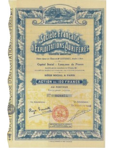 SOC. FRANCAISE D'EXPLOITATIONS AURIFERES - 1 AZIONE 1928
