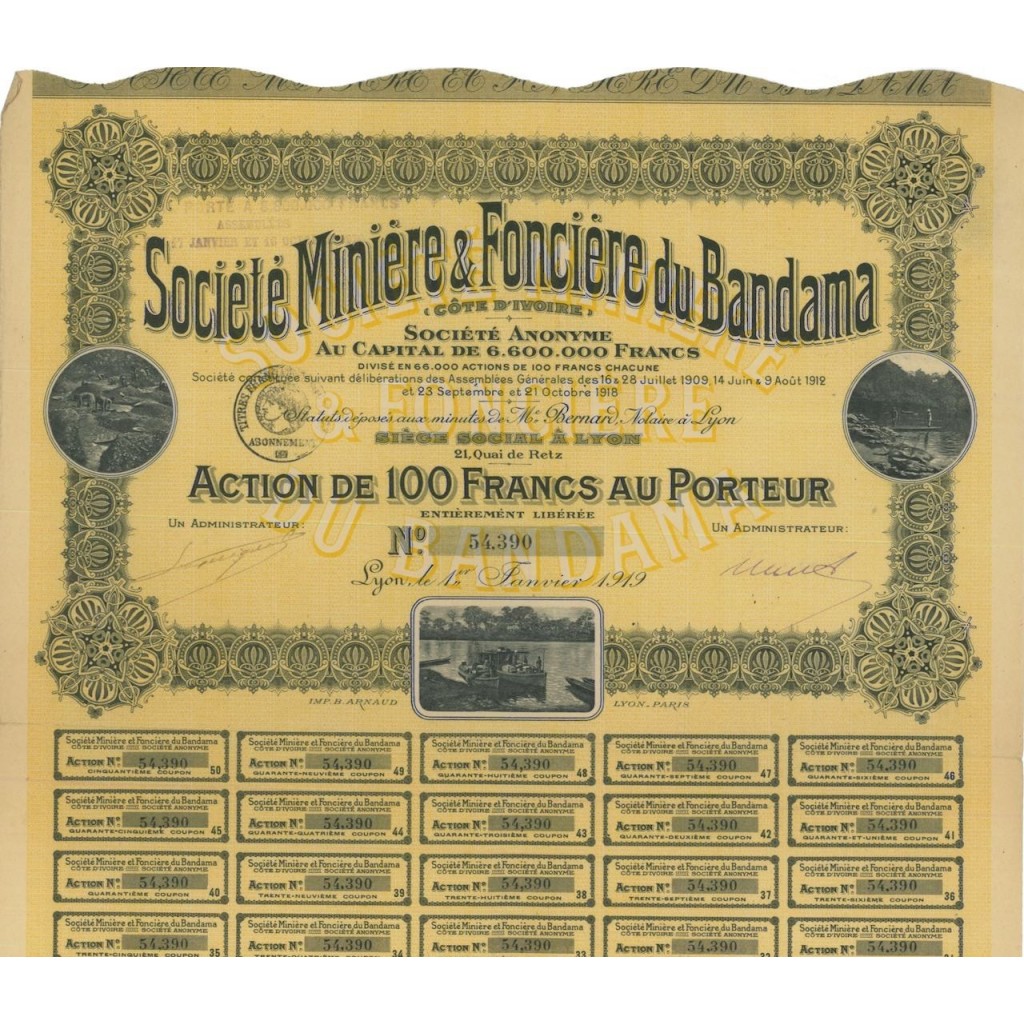 SOC. MINIERE E FONCIERE DU BANDAMA - 1 AZIONE - 1919
