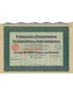 COMP. D'ENTREPRISES IMMOBILIERES E INDUSTRIELLES - 1 AZIONE 1929