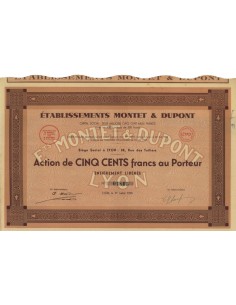 ETABLISSEMENTS MONTET E DUPONT - 1 AZIONE - 1933