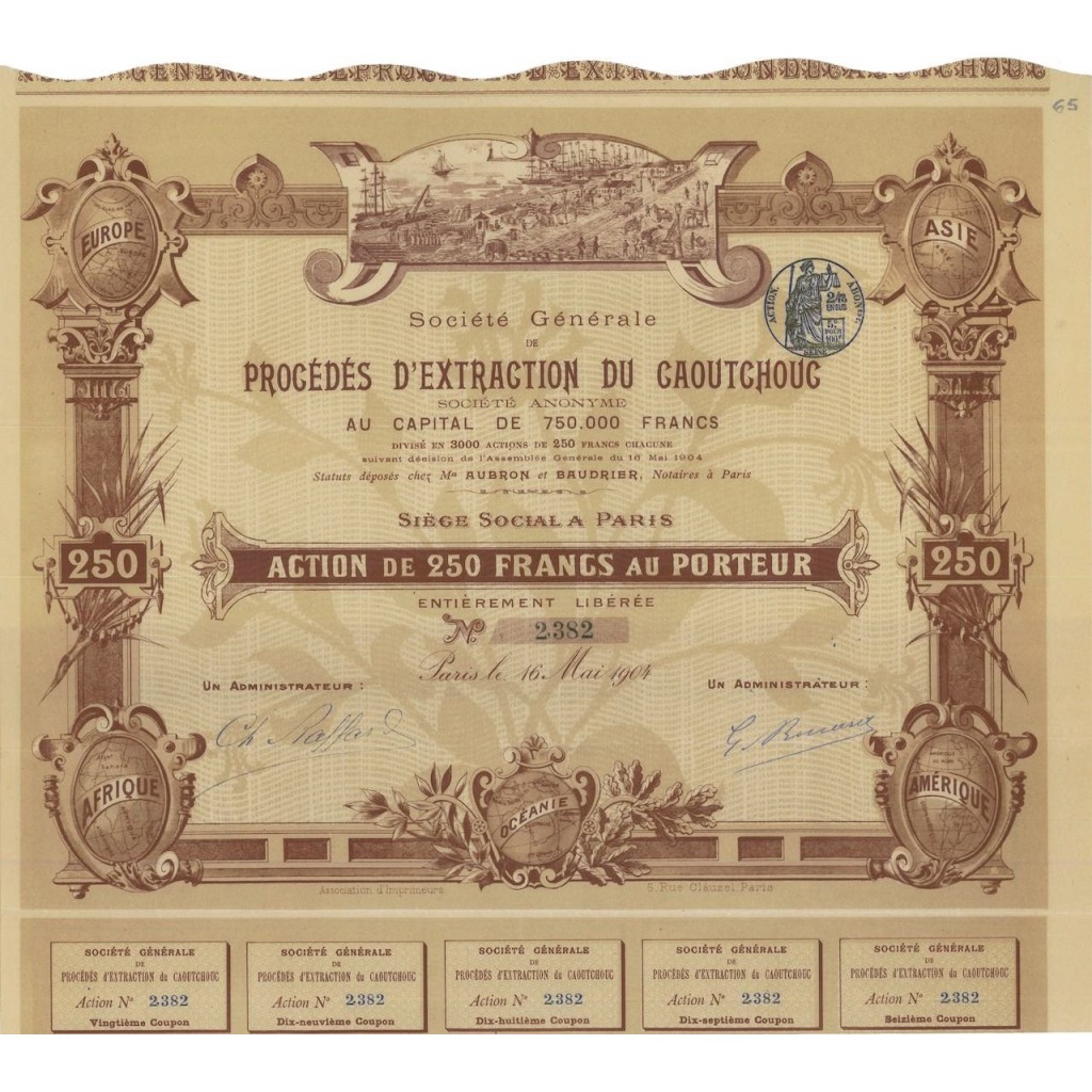 SOC.GEN. DE PROCEDES D'EXTRACTION DU CAUTCHOUCH - AZIONE 1904
