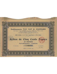 ETABLISSEMENTS TONY GAY E JOANNARD - 1 AZIONE 1923