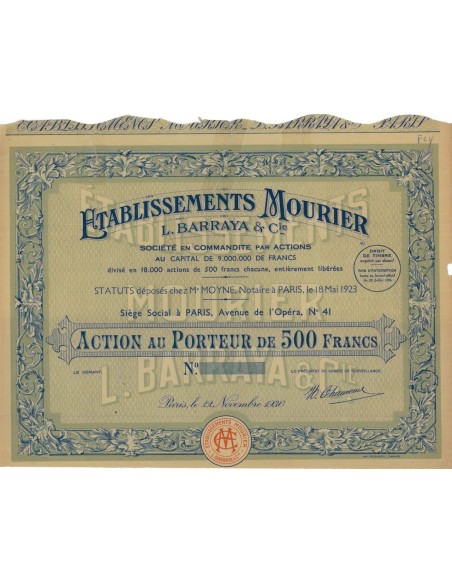 ETABLISSEMENTS MOURIER L. BARRAYA E C. - AZIONE - 1936
