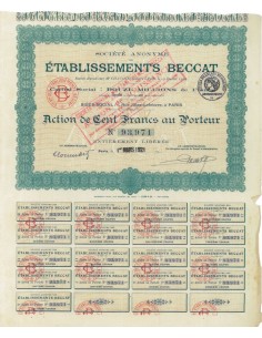 SOC. AN. ETABLISSEMENTS BECCAT - 1 AZIONE - 1921