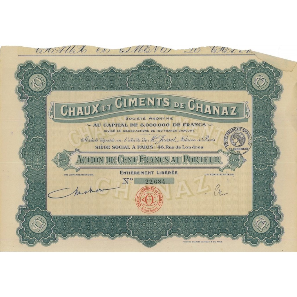 CHAUX ET CIMENTS DE CHANAZ - 1 AZIONE