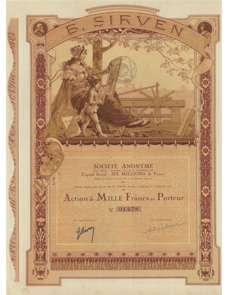 B. SIRVEN - 1 AZIONE DA 1000 FRANCHI - 1921