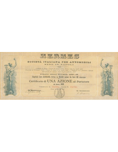 HERMES SOC. ITALIANA PER AUTOMOBILI - UNA AZIONE ROMA 1906