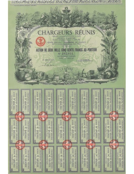 CHARGEURS REUNIS - 1 AZIONE DI 1500 FRANCHI - 1951