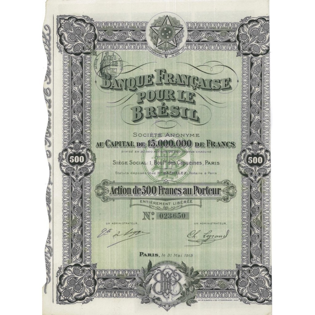 BANQUE FRANCAISE POUR LE BRESIL - 1 AZIONE - 1913