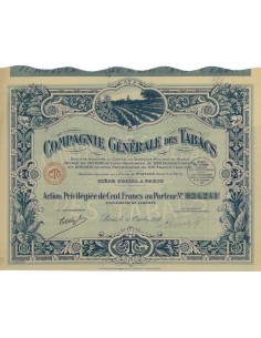 COMPAGNIE GENERALE DES TABACS - 1 AZIONE - 1927