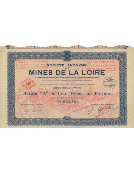 SOC. AN. DES MINES DE LA LOIRE - 1 AZIONE TIPO A - 1929