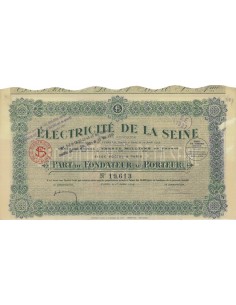 ELECTRICITE' DE LA SEINE - AZIONE DI FONDAZIONE - 1924