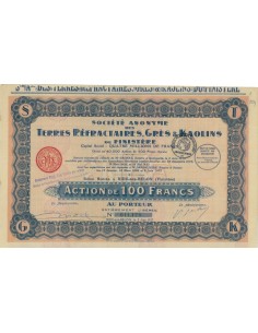 SOC. AN. DES TERRIES REFRACTAIRES - 1 AZIONE DI 100 FRANCHI 1927
