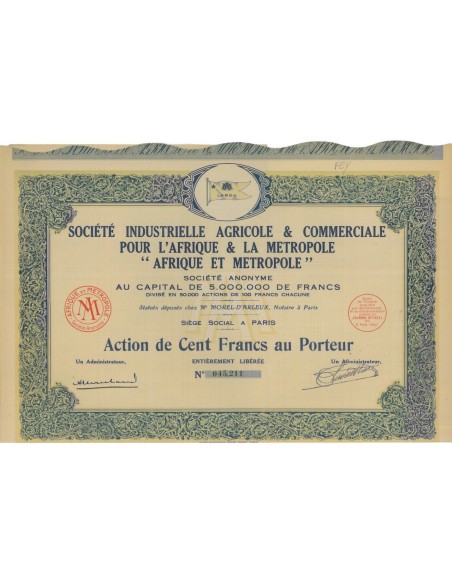SOC. IND. AG. COMM. POUR L'AFRIQUE E LA METROPOLE - 1 AZIONE