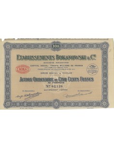 ETABLISSEMENTS BOKANOWSKI E CIE - 1 AZIONE- 1928