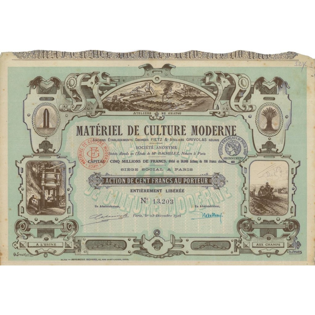 MATERIEL DE CULTURE MODERNE - 1 AZIONE - 1918