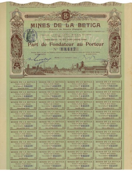 MINES DE LA BETICA - AZIONE DI FONDAZIONE - 1909