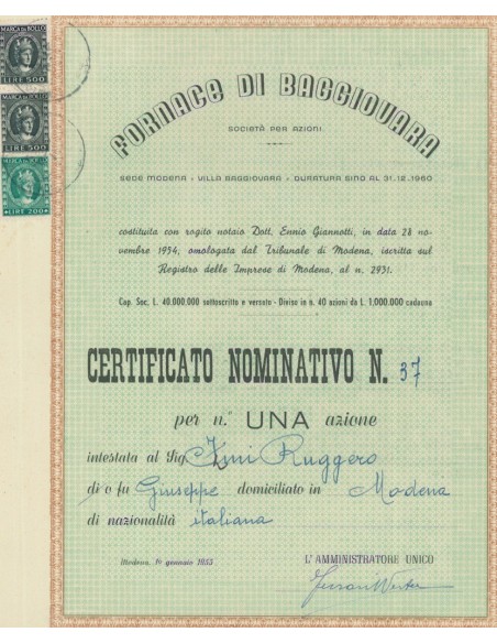 FORNACE DI BAGGIOVARA - 1 AZIONE MODENA 1955