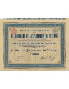 SOC. AN. LA RICHERCHE ET L'EXPLOITATION DE MINERALS - 1 AZIONE 1896