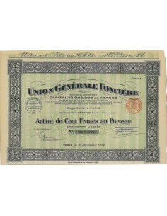 UNION GENERALE FONCIERE - 1 AZIONE DI 100 FRANCHI - 1926