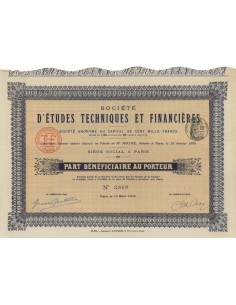 SOC. D'ETUDES TECHNIQUES ET FINANCIERES - 1 AZIONE - 1908