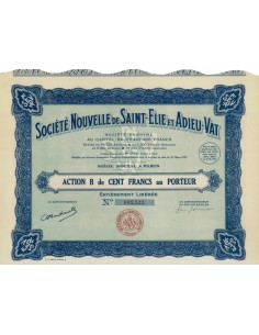 SOC. NOUVELLE DE SAINT-ELIE ET ADIEU.VAT - 1 AZIONE - 1929
