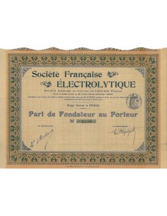 SOC. FRANCAISE ELECTROLYTIQUE - 1 AZIONE - 1907
