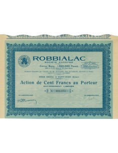 ROBBIALAC - 1 AZIONE DA 100 FRANCHI - 1929
