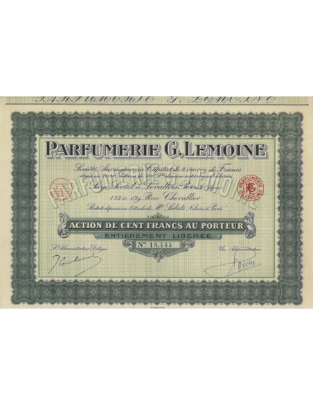 PARFUMERIE G. LEMOINE - 1 AZIONE - 1930