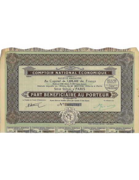 COMPTOIR NATIONAL ECONOMIQUE - 1 AZIONE 1923