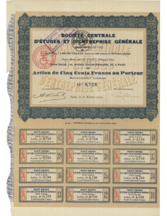 SOCIETE CENTRALE D'ETUDES ET D'ENTREPRISE GENERALE - 1 AZIONE 1920