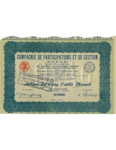 COMPAGNIE DE PARTECIPATIONS ET DE GESTION - 1 AZIONE 1941