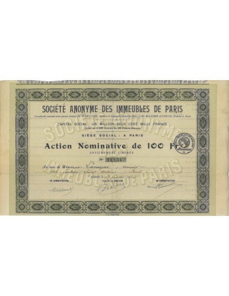 SOC.AN. DES IMMEUBLES DE PARIS - 1 AZIONE - 1925
