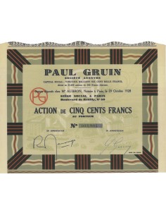 PAUL GRUIN - 1 AZIONE DI 500 FRANCHI - 1928