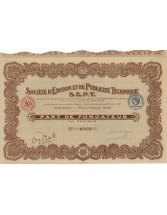 SOC. D'EDITION ET DE PUBLICITE' TECHNIQUE - AZIONE - 1922