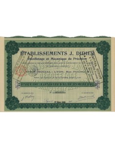 ETABLISSEMENTS J. DIDIER - AZIONE DI FONDAZIONE 1923