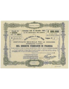 CERT. ORIGINALE F. PAGELLA E C.A BANC' CREDITO FOND. FRANCIA - PARIGI - 12/1862